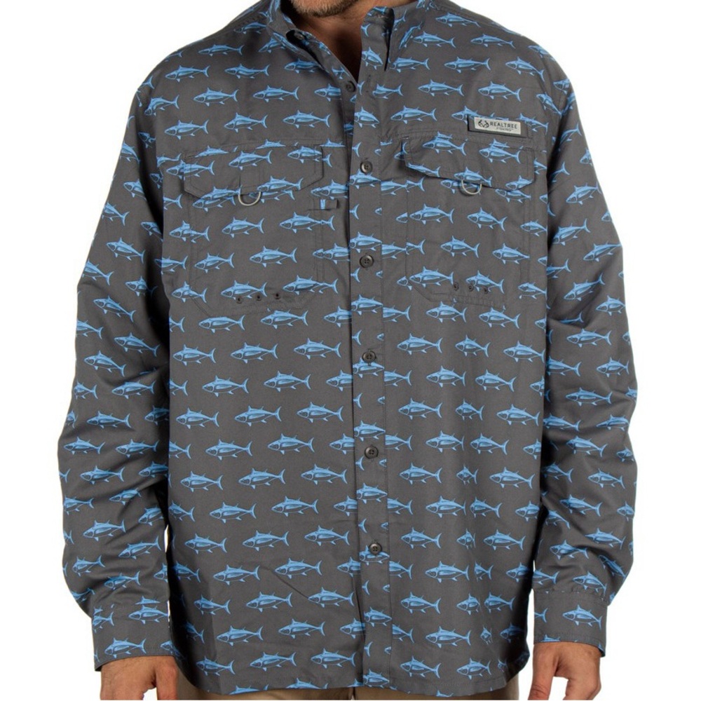 Realtree Men's Long Sleeve Button Down Fishing Guide Shirt‎ Size Large